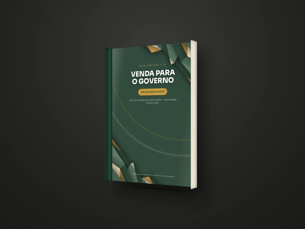 Capa da cartilha Venda para o Governo — Kit Licitações com IA